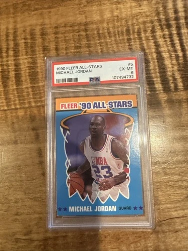 1990-91 Fleer All-Stars #5 Michael Jordan PSA 6 Graded Card NBA 90 AS All-Star