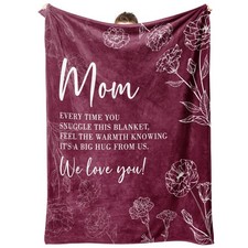 To My Mother Blanket Gift from Daughter Son 60x50 Mom Birthday Burgundy