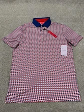 Redvanly Polo Shirt Mens Small Cowley Golf Performance Red White Blue Stretch
