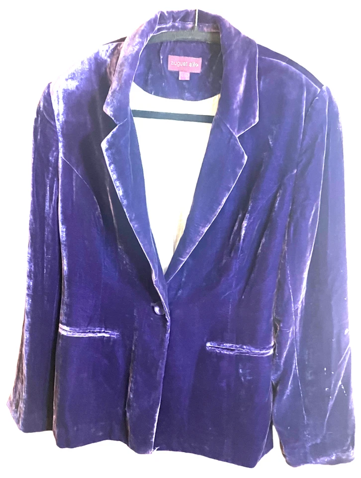 Chaqueta de terciopelo de seda púrpura de lujo AUGUST SILK para dama talla UK 14 NUEVA CON ETIQUETAS Foto 2 de 4