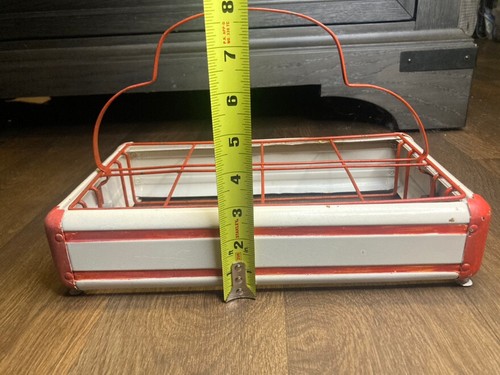 Vintage 1940's Metal Orange & White 8 Slot Milk Bottle Carrier - Picture 5 of 16