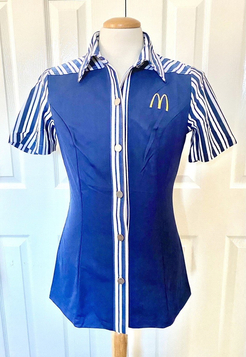 VINTAGE McDONALDS 1978 CREST UNIFORM SHIRT DRESS TOP SIZE 10