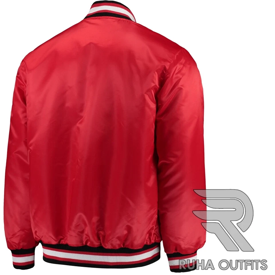 Chaqueta Universitaria Hombre NCAA Georgia Bulldogs Rojo Satinado Clásica Bombardero Lettermen Foto 3 de 4