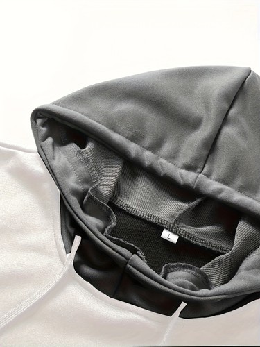 Herren Kapuzenpullover Kontrastfarbe Kordelzug Tasche Langarm Hoodie - Bild 17 von 20