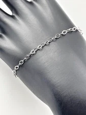 ITALY 925 STERLING SILVER DELICATE 3.1MM CURB CHAIN BRACELET 7.5" STACKABLE 3923