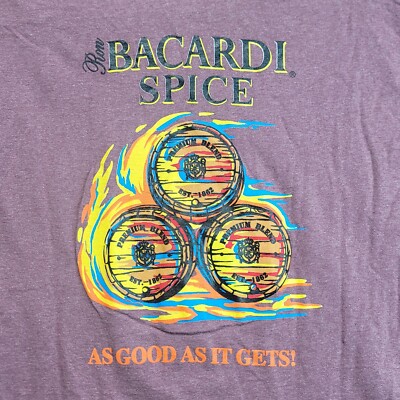 Bacardi Rum T-Shirt Soft Red Mens XL Spice As Good As It Gets Barrel Graphic