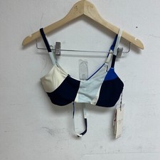 Calia Women's Swim Tie Back Bikini Top Wavy Blocks Blue WSA23200PRT Brand New 