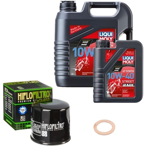 Hiflo ÖLfilter Set LM 10W-40 Race 5L FüR Kawasaki ZZR 1400 F ABS ZXT40EFA Bj.14-image