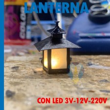 LAMPIONE LANTERNA PER PRESEPI PRESEPE DIORAMA MODELLISMO CON MICROLAMPADA LED