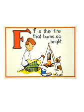 Cavallini Letter F Framable Nursery Art 1930s Repro Alphabet Flash Card