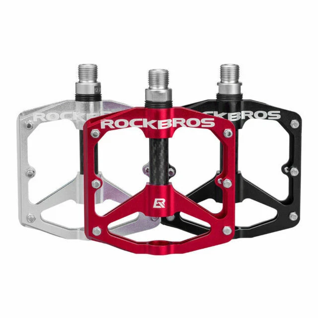 ROCKBROS Bicycle Pedals MTB Bike 9/16" Carbon Fiber Sealed Bearing Flat Platform - Image 2 of 4