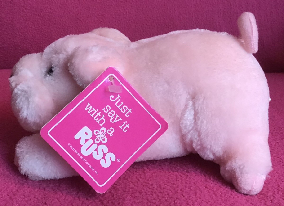 Vintage Russ Berrie Luv-Pets “Fanny” Pink Pig Soft Plush Toy 7