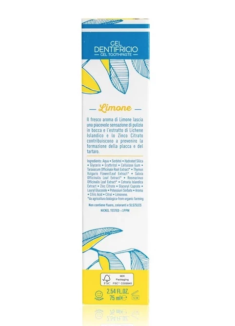 DENTIFRICIO LIMONE 75 ML TUBO IN ALLUMINIO VEGAN - Immagine 3 di 4