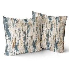 Stripes Pillow Covers - Set of 2 Abstract Ink 18" x 18" Pack of 2 Teal Gold