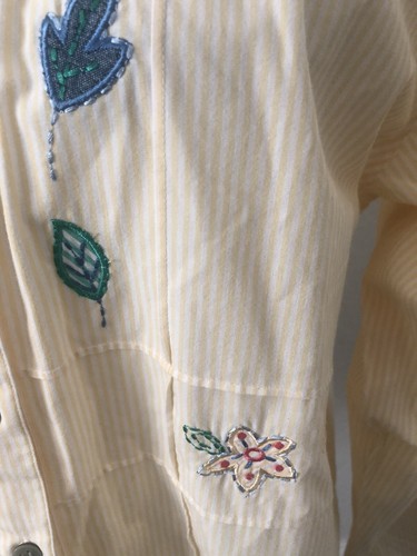 Vtg NOS M Embroidered KORET CITY BLUES Yellow Pin Striped Button Blouse Shirt - Picture 6 of 13
