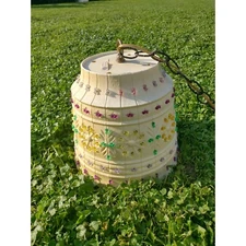 Vintage Hanging Light Fixture lamp With Colorful Bead Accents Lawnware patio ret