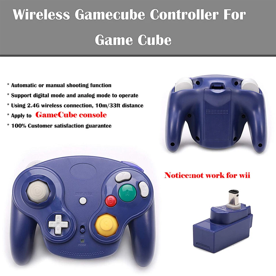 Gamecube Controller Wireless With Adapter Wavebird for Classic Wii GC NGC Blue - Image 3 of 4