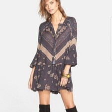 Women's Free People From Your Heart Printed Gauzy Tunic Drop Waist Swing Dress