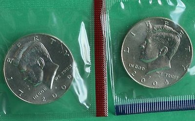 2004 P and D Kennedy Half Dollar Coin from US Mint Set 2 BU Cello Fifty Cent UNC