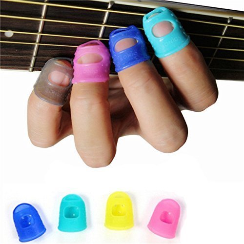10x Guitar Ukulele Fingertip Finger Picks Protector Thumb Bass Silicone  Plectrum