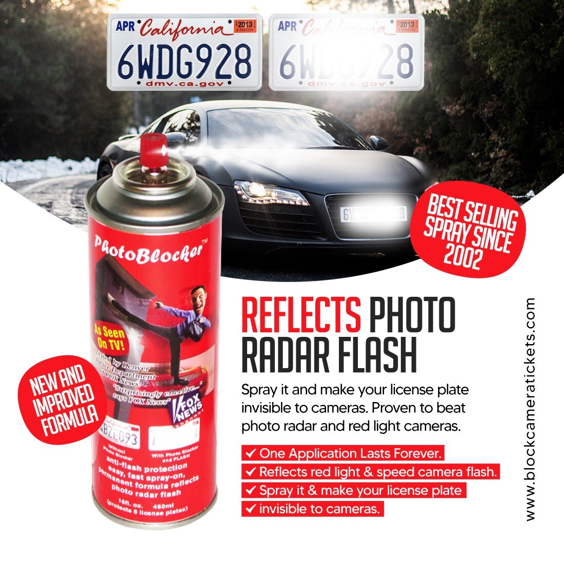 Speed Camera Red Light Camera Defense Licence Plate Spray
