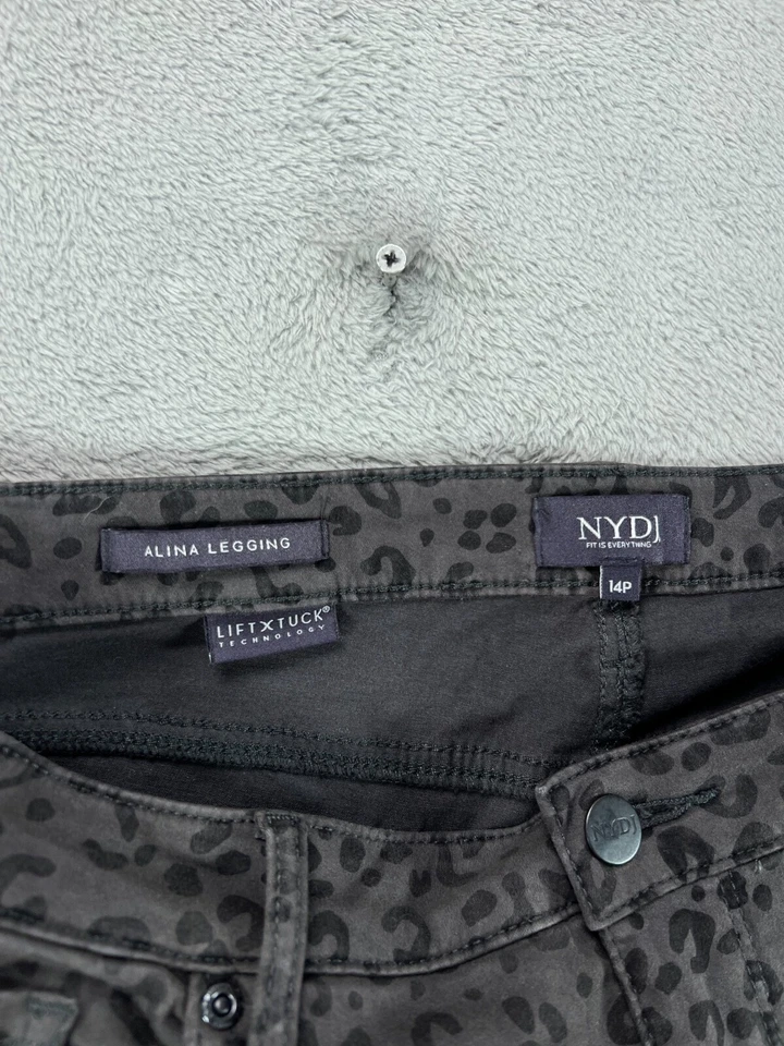 NYDJ Jeans Womens Petite 14P Gray Alina Legging Lift Tuck Leopard Jeans Hi Rise - Image 4 of 4