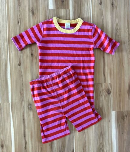 Hanna Anderson Girls US 12 Pajamas Set -Pink & Red Stripe, Child PJs - Afbeelding 1 van 6