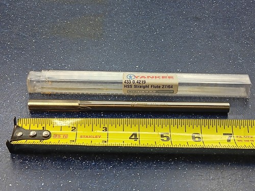 NEW Yankee 27/64" HSS Chucking Reamer CNC Lathe Tooling Tools .4219 USA - Foto 2 di 2