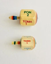 2 Wood Toma Todo Pirinola Mexican Traditional Toy Tomatodo