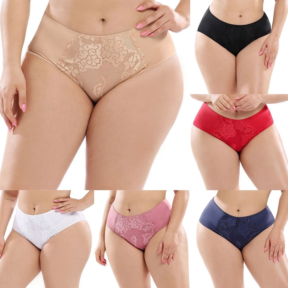 Plus Size Cosy Women Lace Underwear High Waist Daily Briefs Seamless Panties