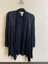 Max Studio Black Asymmetrical Duster Knit Cardigan Size Small
