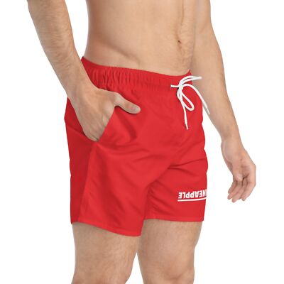 Upside  Down Pineapple Swim Trunks, Red, Beachwear, Summer Vacation Shorts, Pool