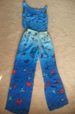 Vintage Silk Pants  Matching Top Set Size S Hand Painted EXCELLENT