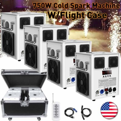 #ad 4Packs 750W Cold Spark Machine Stage Effect Firework Machine Flight Case DMX $451.89