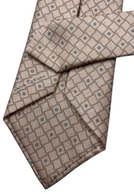 BVLGARI 7fold Men's 100% Silk Necktie LUXURY Tie Pink Geometric W