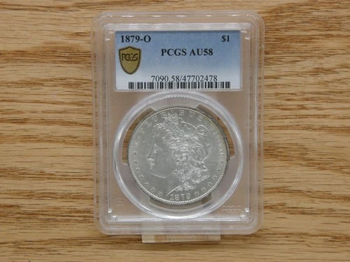 1879 New Orleans-PCGS-Graded AU58-$1 Morgan Silver Dollar-Free shipping-#69