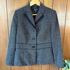 Vintage Kasper Womens Blazer Jacket Size 10 Black White Tweed Career Work