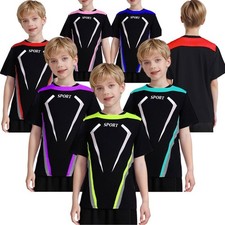 Kids Boys T-shirt Casual Top Jogging Tee Sportswear Short Sleeve Running Jersey