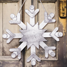 Rustic Christmas Door Sign Decoration 13 Inch Farmhouse Wood Snowflake Hanging S