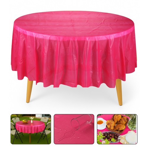 Round Plastic PVC Table Cover Cloth Wipe Clean Party Tablecover Cloths 1-10pcs - Picture 38 of 91