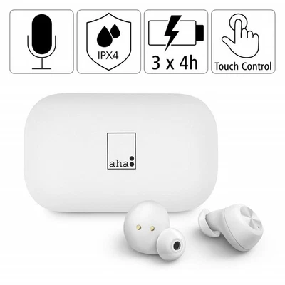 aha In-Ear Buds True Wireless Kopfhörer Bluetooth Headset Mikrofon + Ladeschale - Bild 1 von 4