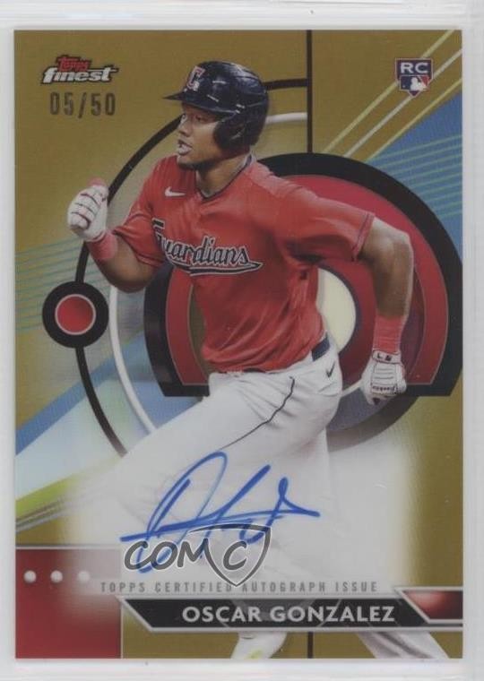 2023 Topps Finest Gold Refractor 5/50 Oscar Gonzalez #FA-OG Auto ob3