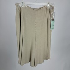 vintage Anne Klein long skort/ shorts olive and neautral stripe Sz 10 29 Waist