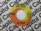 45 rpm vinyl record Beatles Strawberry Fields Forever / Penny Lane plays VG+