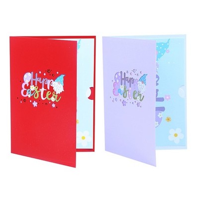 3D for Up Cards Happy Easter Greeting Cards Flower Gnome Egg Postcards Envel