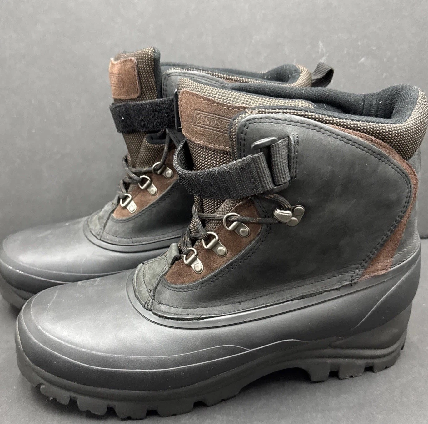 Lands End Winter Snow Boots Men’s 13 Black 8" Waterproof Thinsulate