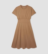 EVERLANE Waisted Midi Jersey Dress Women's Small Brown Short Sleeve Minimalist