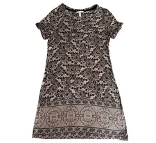 SOMA Nightgown Size Small Black Pink Soft Knit Lace Design Sleep Shirt Cool EUC