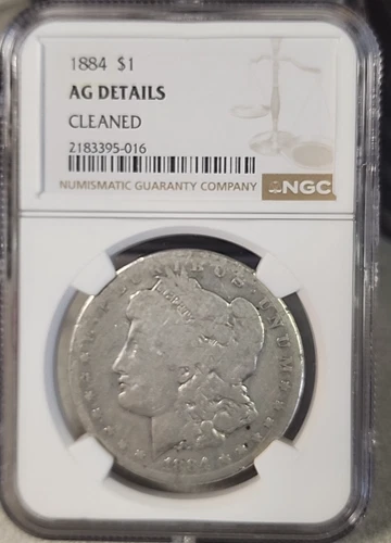 1884-P NGC VG details $1 MORGAN SILVER DOLLAR (90% silver).we combine shipping