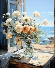 PRASIO Paint by Numbers Kit for Adults Beginner, Flower Adult Paint by Number Ki